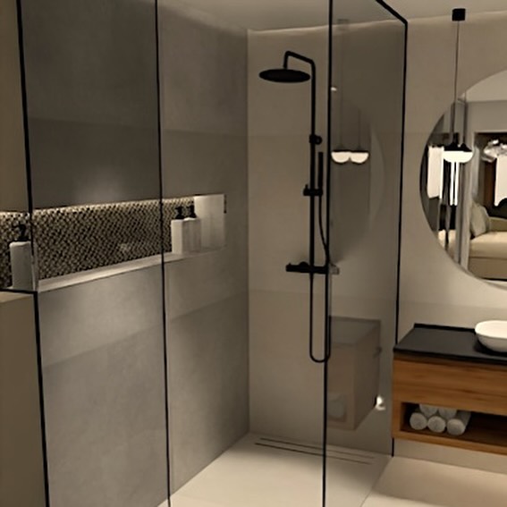 Nuestros proyectos completos intentan mostrar lo que será el verdadero resultado final en tu casa. Texturas, luces, medidas, colores, todo lo pensamos antes, así que las sorpresas podrán ser solo positivas, porque los sueños se realizan con estudio, esfuerzo, conocimiento e ilusiones. Ya queda poco para terminar esta vivienda con una terraza espectacular hacía las Dunas de Maspalomas. Una vivienda con miles de detalles, la idea y la realización de la zona ducha de un cuarto de baño, sin duda, de diseño. #interiordesign #diseñodeinteriores @atikaceramicas @iluxol #ducha #shower #doccia #disegn #ideas #idea