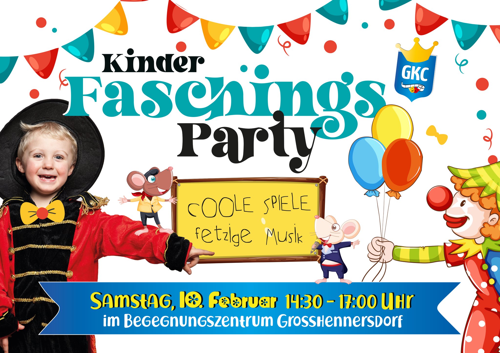 Kinderfasching in Großhennersdorf ???
Am 10. Februar laden wir wieder alle Kinder ganz herzlich zum Fasching nach Großhennersdorf ein.
Bei unserer GKC-Kinderfaschingsparty geht es an diesem Tag wieder bunt zu und hoch her. Cowboys und Indianer, Prinzessinnen, kleine Zauberer und Hexen feiern gemeinsam mit Balduin, Babett, Susett & Mimet (?) eine große Kostümparty.
Unsere kleinen Gäste dürfen sich auf jede Menge lustige Tänze und Spiele freuen, mit denen dieser Nachmittag wie im Fluge vergehen wird.
Wir freuen uns schon auf Euren Besuch.
Also, KUMMT OAK HAR!
Euer GKC
#faschinggrohedo #gkc #kinderfasching2024 #faschinggroßhennersdorf #hutbergregion #landkreisgörlitz #herrnhut #großhennersdorf #strahwalde #kinderparty #unbezahlbarland #fasching2024