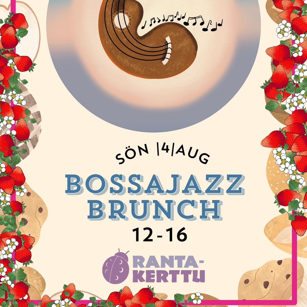 ?☕️Kesäsunnuntaille täydellistä ohjelmaa herkullisen brunssin ja jazzmusiikin ääressä Aurajoen rannassa ??????
Järjestämme osana BossaJazz festivaalia jazzbrunssin Kortteliravintola RantaKertussa Turussa Aurajoen rannalla. Tule nauttimaan herkullisesta ruuasta ja jazzin ja bossa novan tunnelmasta.
? Aika: sunnuntai 4.8.2024 klo 12-16
? Paikka: Kortteliravintola RantaKerttu
Läntinen Rantakatu 55, 20100 Turku
??Ohjelma ??
12:00-16:00
DJ Felix Manell
United Jazz Trio
Jim Schneider, piano (USA)
Rickard Malmsten, basso (Ruotsi)
Jan Heidenberg, rummut (Suomi)
?️ Hinta: 30 € / henkilö (lippu sisältää sekä brunssin että ohjelman)
?️ Lastenlippu 23€ (5-10-vuotiaat, nuoremmat ilmaiseksi aikuisen kanssa)
➡️ Osta liput täältä: https://holvi.com/shop/NWJFhW/
Lisätietoa: www.bossajazzfestival.com
**** **** ****
?☕️ Perfect program for a summer Sunday: delicious brunch and jazz music at the restaurant RantaKerttu by the Aura River ??????
As part of the BossaJazz festival, we are organizing a jazz brunch at the neighborhood restaurant RantaKerttu in Turku by the Aura River. Come and enjoy delicious food and the atmosphere of jazz and bossa nova.
? Date: Sunday, August 4, 2024, from 12-4 PM
? Location: Restaurant RantaKerttu, Läntinen Rantakatu 55, 20100 Turku
?Program ?
12:00-16:00
DJ Felix Manell
United Jazz Trio
Jim Schneider, piano (USA)
Rickard Malmsten, bass (Sweden)
Jan Heidenberg, drums (Finland)
?️ Price: €30 per person (ticket includes both brunch and program)
?️ Children's ticket €18 (ages 5-10, younger children free with an adult)
➡️ Buy tickets here: https://holvi.com/shop/NWJFhW/
More information: www.bossajazzfestival.com