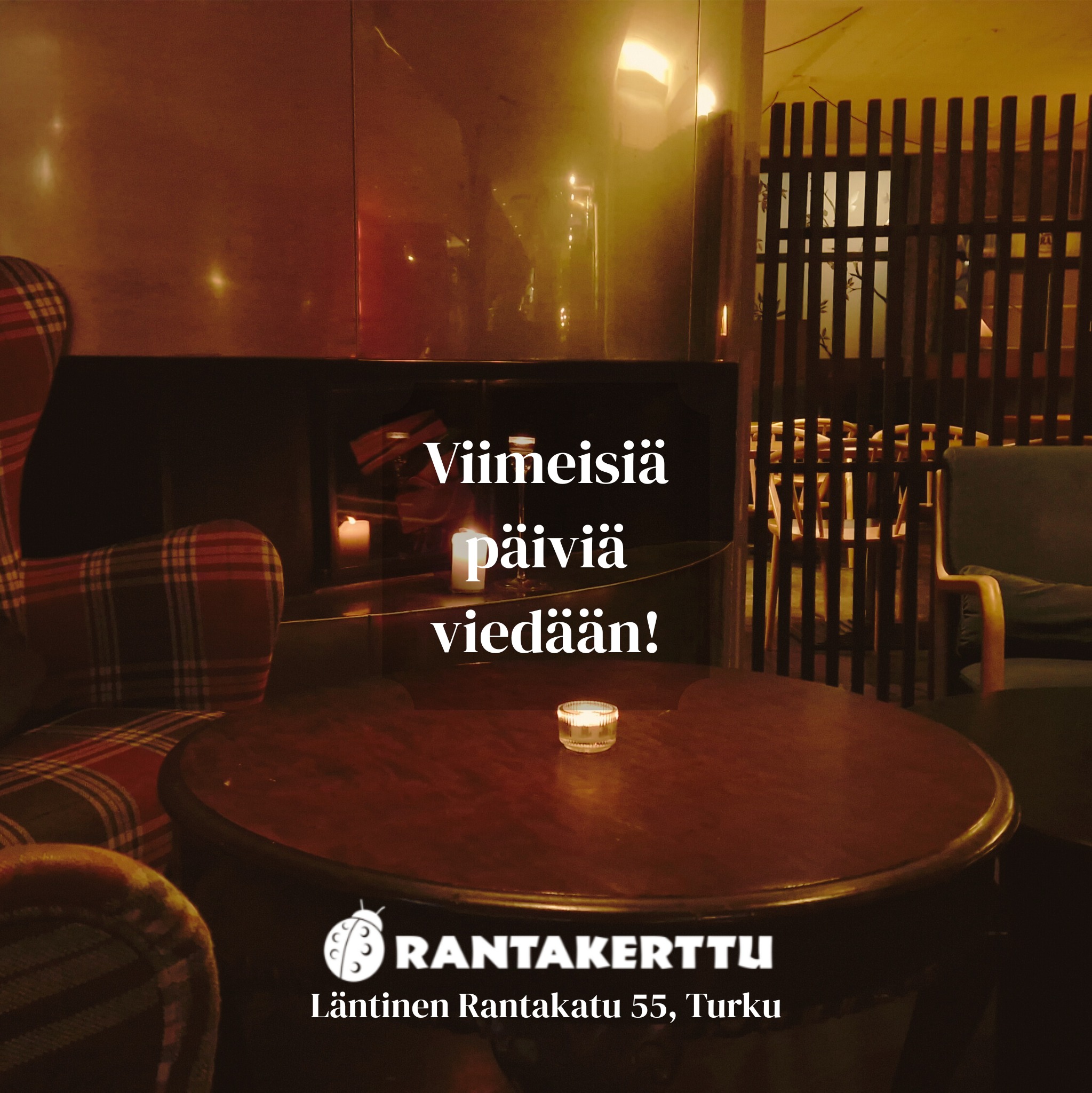 Viimeisiä päiviä viedään nykyisellä ilmeellä!
Jotta rempan tieltä saadaan kaikki pois, pyydetään teidät avuksi hyllyjen ja kaappien tyhjentäjäisiin.
Kurkunkostukkeet kivoin hinnoin 5.1. asti, niin kauan kun tavaraa riittää. Kipin kapin apuun!
Keittiö palvelee loppuun saakka, joten nälkäisenäkin saa (ja kannattaa) saapua paikalle.
#rantakerttu #remonttihommia #remppaaluvassa #ravantitravintolat #perheravintola #ravantit #förinkupeessa #aurajoki #auraå #turku #åbo