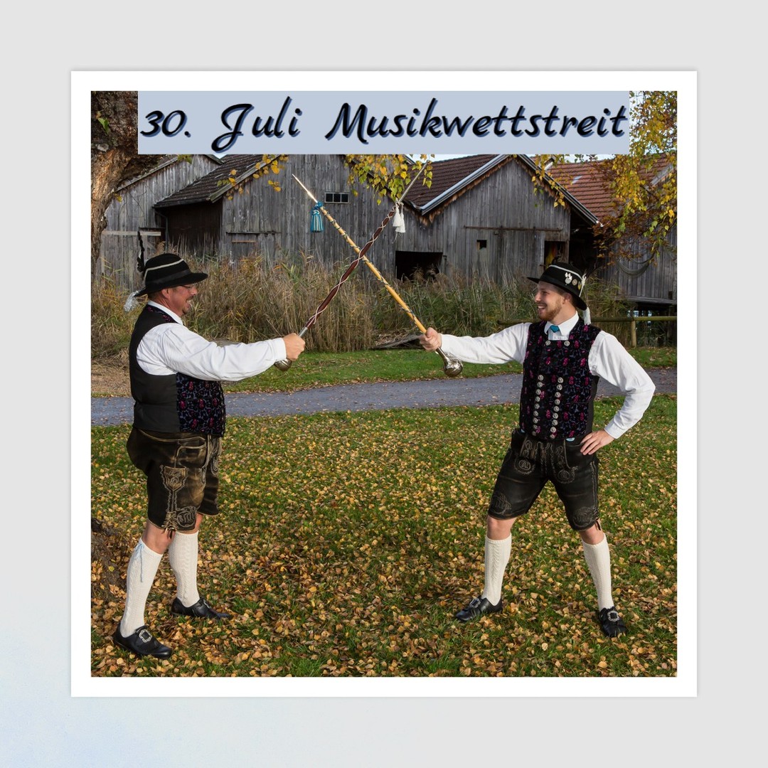 +++ PROGRAMM-INFO +++
Zum Standkonzert, Sternmarsch und Musikwettstreit
.
Samstag, 30. Juli 2022
.
18.00 Uhr - Beginn der Standkonzerte an drei Standorten in Dießen: am Maibaum, unterhalb des