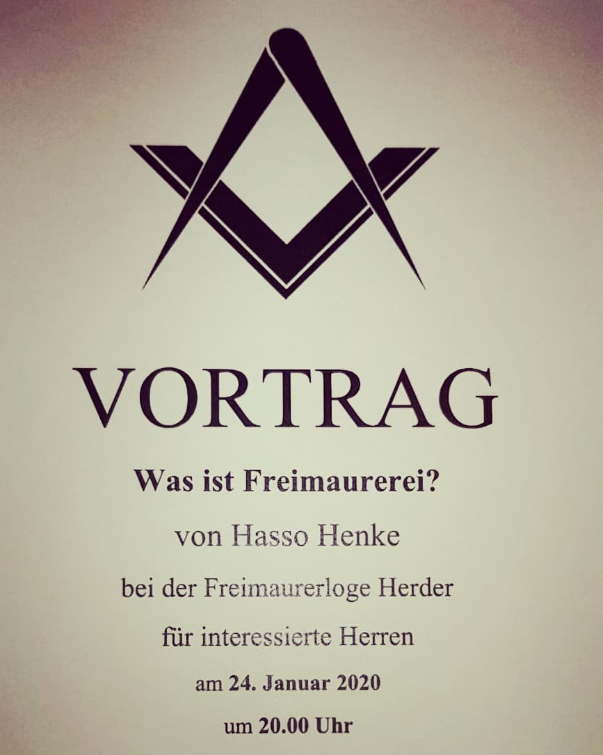 Am 24.01 laden wir wieder zu einem öffentlichen Vortrag ein! Ein Freimaurer hält einen Vortrag zum Thema