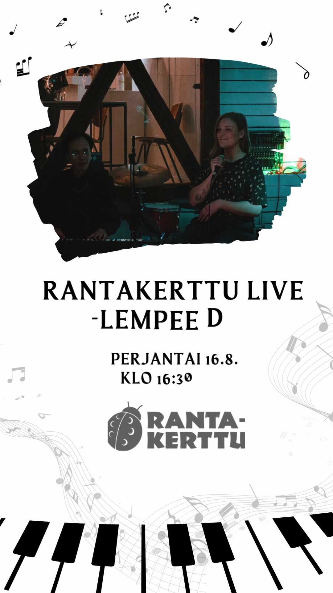 Aaaaah, koska kesä ei TODELLAKAAN ole vielä ohi, niin perjantaina 16.8. meidän terassilla soi taas livemusiikki!
Kiinnostaako pehmeät soundit, räjähtävä voima ja upea soul-ääni? Sit tää on sun paikkas! Pistä kalenteriin 16.8. klo 16:30.
Tilaisuus sopii koko perheelle ja on maksuton.
#rantakerttulive #rantakertunterassi #lempeeduo #lempeebandi #jokiranta #ravintola #ravantit #perheyritys #perheravintola #läntinenrantakatu #förinkupeessa #föri #vierasvenesatama