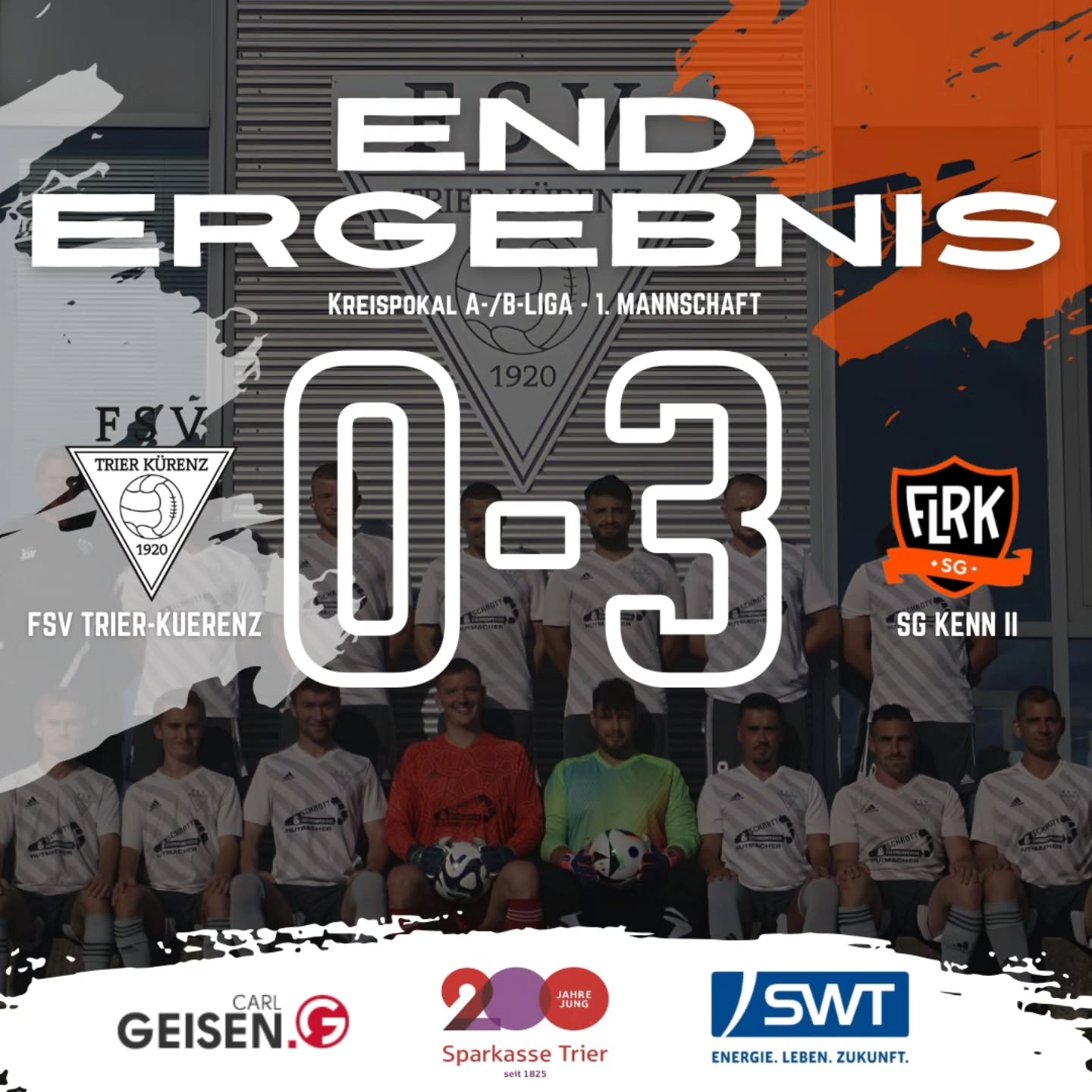 ⚪️ Pokalaus für beide Mannschaften ⚫️
Am gestrigen Sonntag stand für beide Teams die 1. Runde des Kreispokals an.
Den Auftakt machte unsere 2. Mannschaft im Derby gegen die Reserve des @sv.olewig2. Trotz anfänglicher Schwierigkeiten gegen das frühe Pressing der Olewiger konnte sich die „Zwote“ zunächst gut behaupten. Dennoch lag man bereits nach Toren in der 9. und 13. Minute mit 0:2 zurück. Trotz aller Bemühungen geriet man bis zur Halbzeit mit 0:5 ins Hintertreffen.
Auch in der zweiten Hälfte setzte sich das Spielgeschehen fort – vier weitere Gegentreffer musste man hinnehmen. Immerhin gelang Lukas W. noch der Ehrentreffer zum zwischenzeitlichen 1:8. Am Ende musste man sich jedoch deutlich mit 1:9 geschlagen geben.
Im Anschluss trat die 1. Mannschaft gegen die Reserve der @sgflrk an. Nach anfänglichen Startschwierigkeiten erspielte man sich in der ersten Halbzeit einige gute Chancen – leider ohne zählbaren Erfolg. So ging es torlos in die Pause.
Die zweite Hälfte war geprägt von intensiven Mittelfeldduellen, blieb aber lange ohne nennenswerte Torchancen. In der 58. Minute geriet man nach einer gelungenen Kombination der Gäste mit 0:1 in Rückstand. In der Folge erhöhte man den Druck, öffnete dabei jedoch Räume, die die Gäste eiskalt nutzten und auf 0:3 erhöhten.
Trotz des Ausscheidens war es ein engagierter Auftritt – mit Luft nach oben im letzten Drittel, aber einer soliden Basis für die kommenden Aufgaben.
___________
#fsv #fsvkuerenz #trier #kreispokal #heimspiel #pokalaus #oneteam #kopfhoch #nextgame #immerweiter