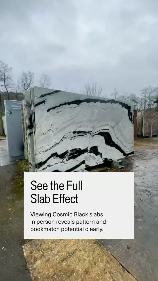 Cosmic Black full slab at Matlock. View the slab in person for pattern, movement, and bookmatch ....