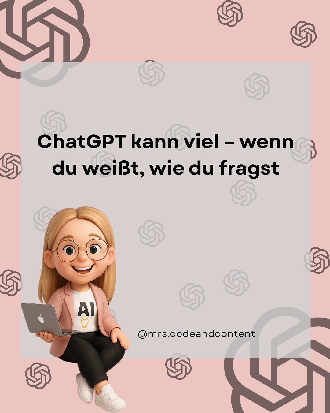 „Mach mir mal eben was für Insta.“ 😅
So funktioniert KI leider nicht.
Wenn du von ChatGPT echte Hilfe willst – brauchst du das richtige Prompt.
📌 In diesem Karussell zeig ich dir:
– Was ein Prompt überhaupt ist
– Warum viele falsch fragen
– Und wie du’s besser machst (inkl. Profi-Beispiel!)
🎯 Plus: 2 direkt anwendbare Prompts für dein Social-Media-Marketing.
💬 Sag mal ehrlich:
Schon mal versucht, mit ChatGPT zu arbeiten – oder bist du noch auf „bitte schnell was schreiben“-Level unterwegs? 😉
📎 Speichern, teilen & losprompten!
#socialmediamarketing #socialmediamarketingtips #contenttips #chatgpt