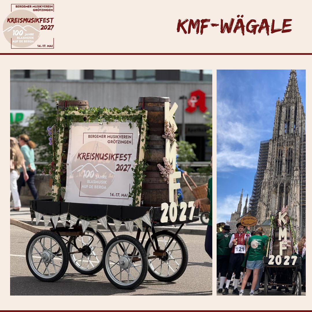 Ab jetzt unser neuer Begleiter bei jedem Umzug:
DAS KMF-WÄGALE 🫶
In Begleitung unserer Jüngsten, wird das Wägale über die Umzugsstrecke gezogen und hält die ein oder andere Überraschung parat. 🍬
Es schmückt mittlerweile unsere Gruppenfotos und ist schon gar nicht mehr wegzudenken.
Vor allem an so einem heißen Tag wie gestern in Ulm auf dem Deutschen Musikfest, als uns das Wägale Stauraum für ein (fast) kühles Getränk bot. 🍻
Das alles haben wir unserem Dekoteam zu verdanken, die das alte, unscheinbare Wägale zu einem richtigen Hingucker transformiert haben! 😍