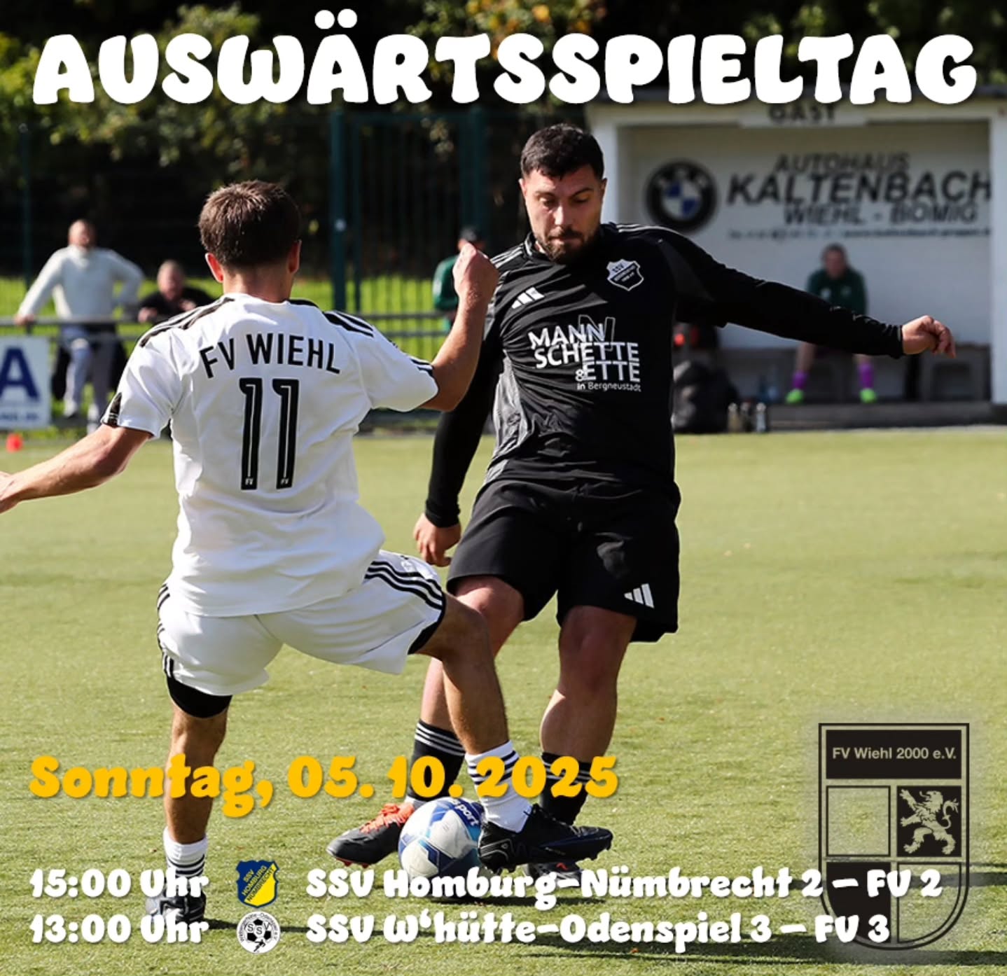 ⚽ Zweite und Dritte mit Auswärtsspielen
Für unsere Zweite und Dritte steht am heutigen Sonntag jeweils ein Auswärtsspiel in der Meisterschaft auf der Tagesordnung - gespielt wird in Nümbrecht und Wildbergerhütte. ?
Seid vor Ort dabei. Unsere Mannschaften freuen sich auf euren Besuch. Viel Erfolg, Löwen! ?
? Oberberg-Aktuell
#fuerdenfv #mitdemloewenaufderbrust #weilwirdichlieben