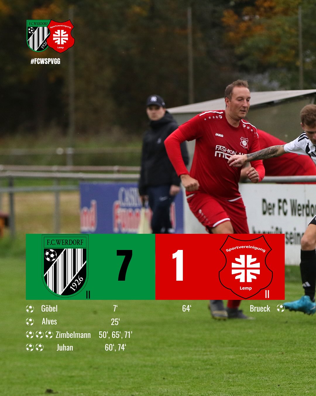 Abpfiff!
•
Unsere „Zwote“ gewinnt das nächste Spiel und das souverän!?
•
•
#fc1926werdorf #fcwerdorf #fcw #seit1926 #kreisliga #kreisligafußball #kreisligaromantik #fussball