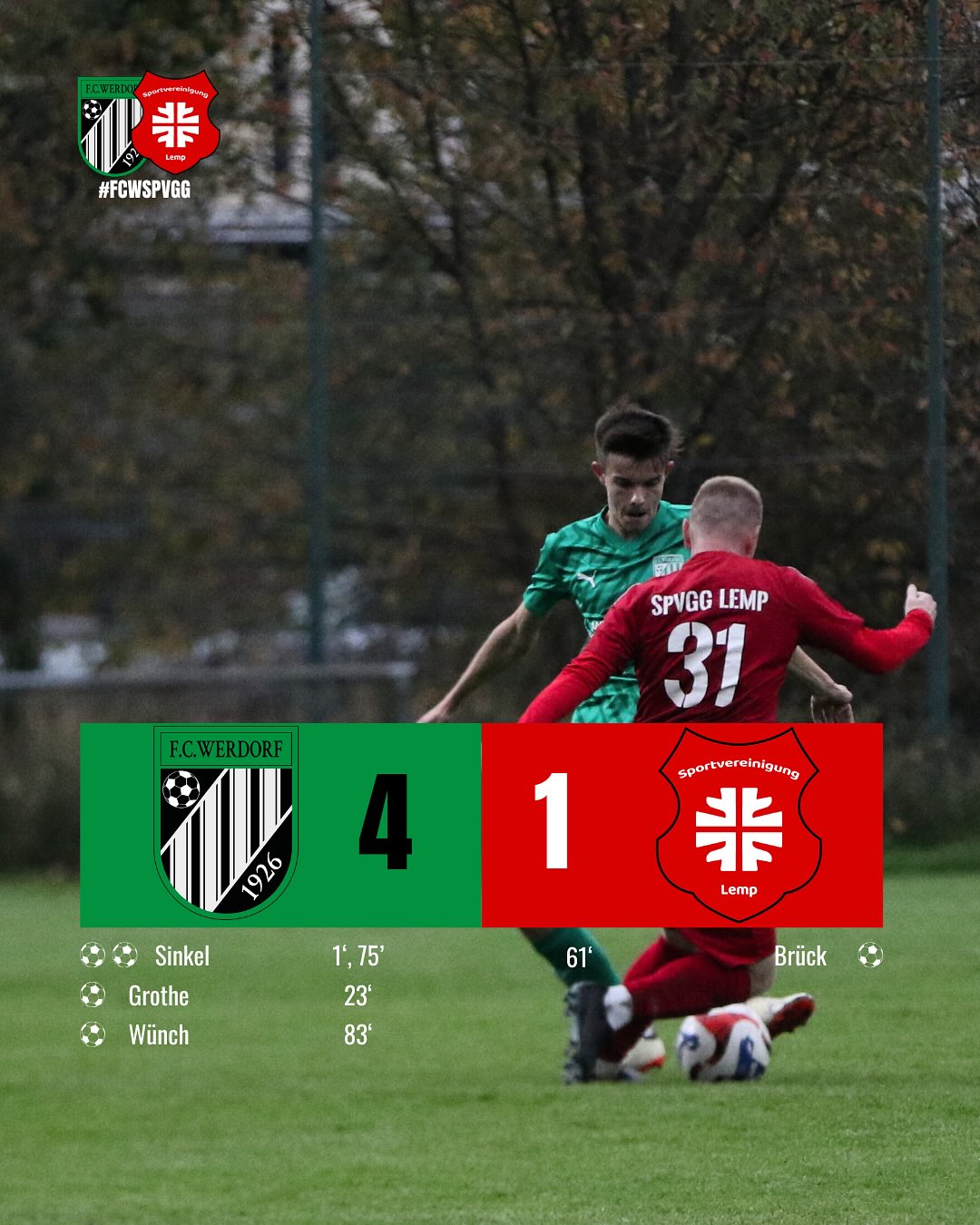 Abpfiff!?
•
Auch unsere erste Mannschaft gewinnt und sichert sich die nächsten drei Punkte!?
•
•
#fc1926werdorf #fcwerdorf #fcw #seit1926 #kreisliga #kreisligafußball #kreisligaromantik #fußball