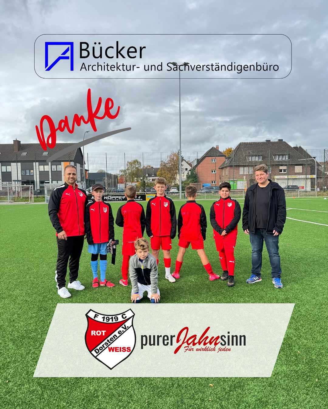 ?⚪ DANKE an das Architektur- & Sachverständigenbüro Bücker! ?✨
Unsere U13 sagt herzlichen Dank an das Architektur- und Sachverständigenbüro Bücker für die neuen Trainingsanzüge! ?⚽
Damit tritt unser Nachwuchs künftig einheitlich und stolz in Rot-Weiss auf! ❤️?
Ein großes Dankeschön an das Team von Bücker, das unsere Jugend unterstützt und somit einen wichtigen Beitrag für den Zusammenhalt im Verein leistet. ?
?️ Das Architektur- & Sachverständigenbüro Bücker bietet vielfältige Leistungen im Bereich der
? Architekturplanung
? Bauleitung
? Gutachten & Wertermittlungen
Wir freuen uns sehr über diese Unterstützung – gemeinsam für unseren Nachwuchs, gemeinsam für Rot-Weiss! ?⚪
#rwdorsten #RotWeissDorsten #U13 #Nachwuchs #Jugendfußball #Sponsoring #Danke #Teamgeist #Dorsten #Architektur #purerjahnsinn #rwd
? Dieser Beitrag enthält Werbung