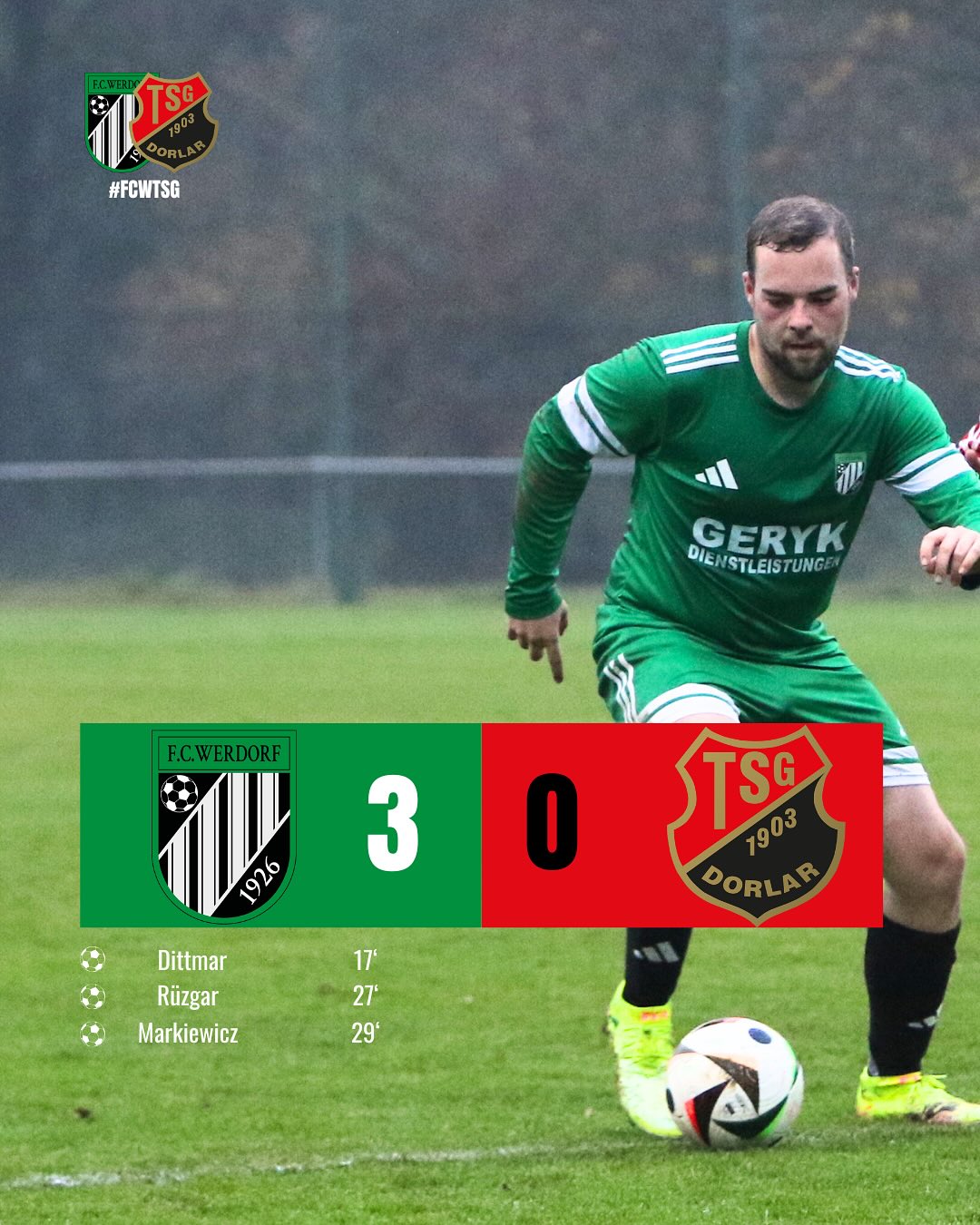 Abpfiff!?
•
Auch unsere erste Mannschaft gewinnt und holt 3 wichtige Punkte!?
•
•
#fc1926werdorf #fcwerdorf #fcw #seit1926 #kreisliga #kreisligaromantik #kreisligafussball #fussball