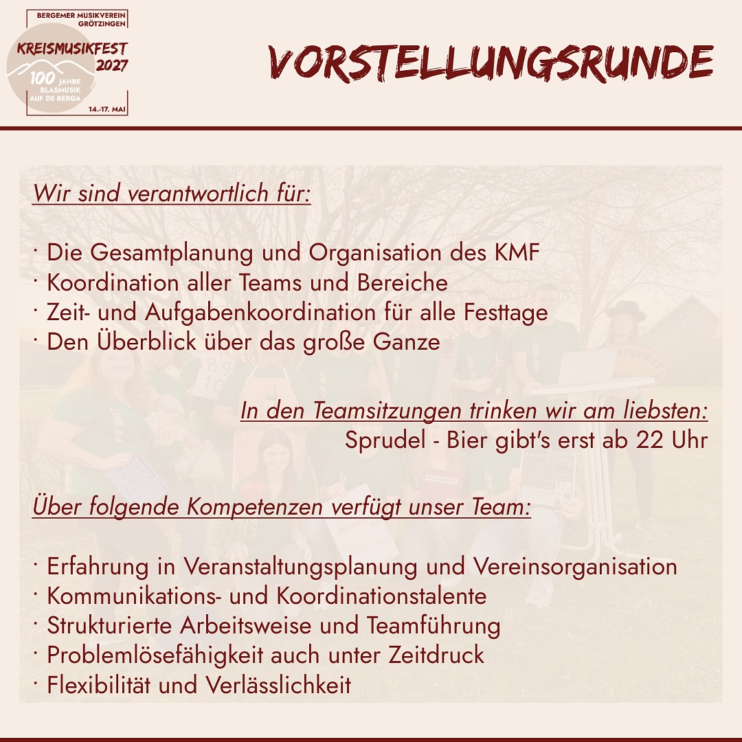 ⬆️⬆️⬆️
Wir starten mit der Vorstellungsrunde unserer KMF-Teams!
Den Start machen die Chefs.
Lasst ein ❤️ für sie da!