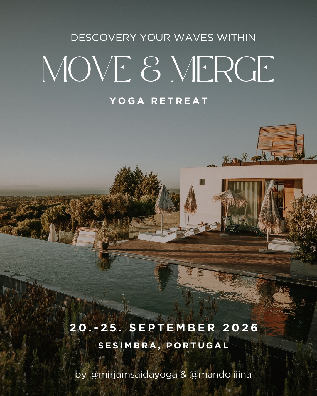 Let’s MOVE & MERGE ?❤️?
*booking is open*
Wir können es kaum erwarten an diesen besonderen Ort mit euch zu reisen. Eine Woche morgens Yoga mit Meer im Blick, danach im Pool abtauchen, ausgiebig brunchen, zu verlassenen Buchten spazieren, das Gesicht in die Sonne halten und in die Wellen des Atlantiks werfen. Dann zurück zur Villa, noch kurz im Körper ankommen mit Meditation, kleiner Yogasession oder Kakaozeremonie. Der Sonne beim untergehen zu sehen und das leckerste Abendessen genießen. Den Tag mit schönen Gesprächen ausklingen lassen. Schlafen. Ein neuer Tag beginnt.
Optional kannst du auch was neues ausprobieren und dir ein kleines Surfabenteuer dazu buchen oder bei einer Massage noch tiefer entspannen. Du entscheidest, alles was dich leicht fühlen lässt, dich ankommen lässt und DIR gut tut. ?
It will be magical. ✨
Details:
? 20.-25. September 2026
?@villaepicurea | Portugal, Sesinbra
Alle Infos und Details zum Retreat findet ihr via Link in der Bio.
Wir freuen uns riesig auf dich.
Von Herzen,
Mirjam & Mandy
#retreat #yogaretreat #portugalretreat #moveandmerge #zeitfürdich
