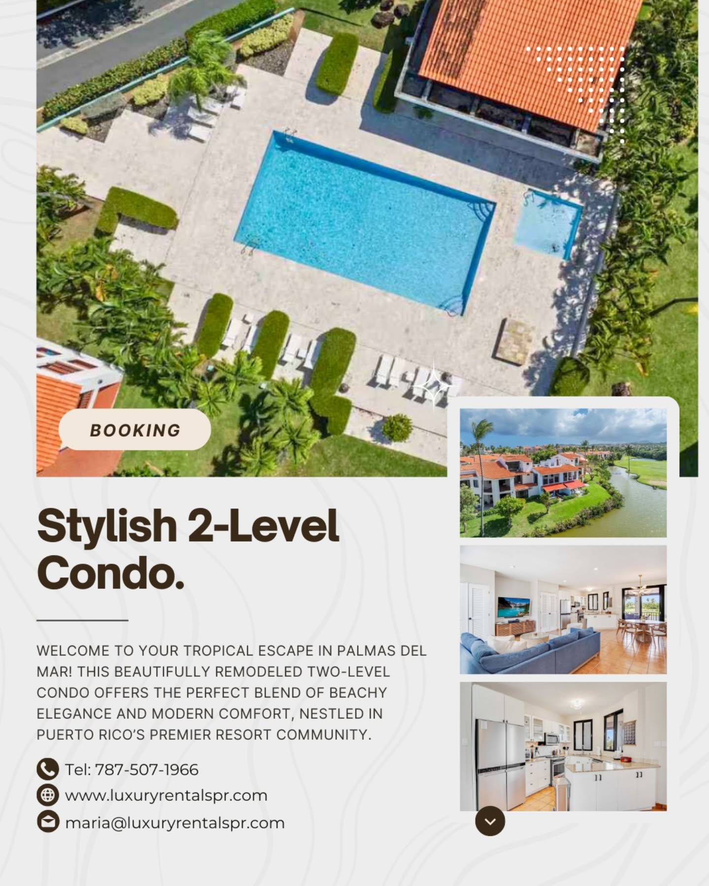 Your tropical escape starts here ✨
This stylish 2-level condo in Palmas del Mar blends modern comfort with laid-back island vibes—perfect for relaxing, recharging, and enjoying every moment in paradise. ?☀️
Book your stay today: www.luxuryrentalspr.com
#LuxuryRentalsPR #PalmasDelMar #PuertoRicoGetaway #StylishLiving #TropicalEscape #VacationMode #IslandLife