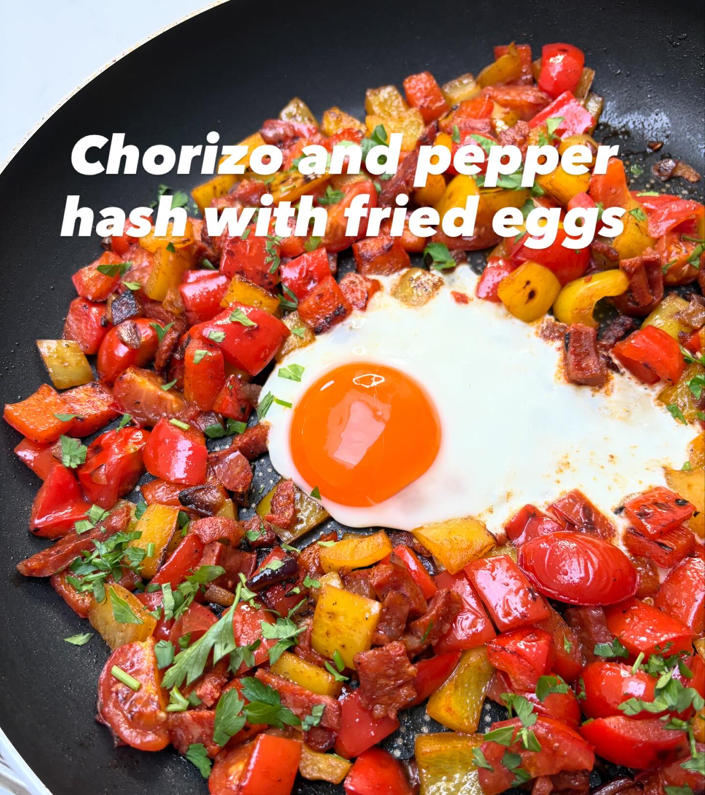 There was chorizo, peppers, half a red onion, cherry tomatoes and some eggs in the fridge so decided to make a quick chorizo hash for lunch. Simply diced the peppers and onions, sautĂŠed in olive oil with a bit of cumin (because why not?!) until soft and slightly golden, then added diced chorizo and halved cherry tomatoes. Cooked for a little longer then popped an egg in the middle. Finished with some finely chopped parsley and served with crusty bread.
@clarence_court
#quickmeals #chorizo #easymeals