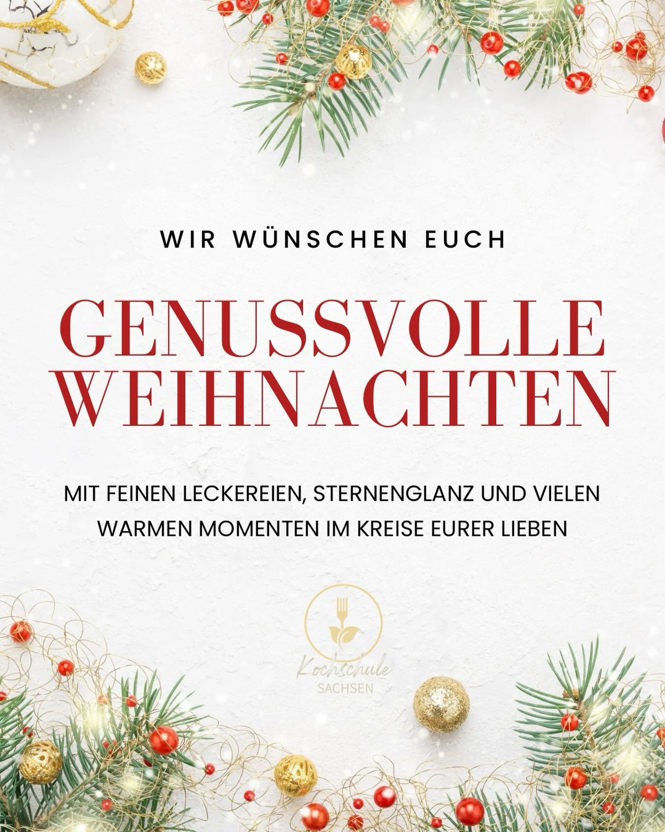Liebe geht durch den Magen - besonders an Weihnachten! ❤️???
Wir wünschen euch entspannte Feiertage, leckere Experimente und ganz viel Freude am Kochen, Probieren und Genießen! ?
Schlemmt euch durch die Festtage – wir warten schon mit neuen Kochkursen auf euch! ????
? www.kochschule-sachsen.de
☎️ 037608 28481
✉️ verkauf@kochschule-sachsen.de
#kochschulesachsen #kochenlernen #kochkurse #froheweihnachten?? #liebegehtdurchdenmagen