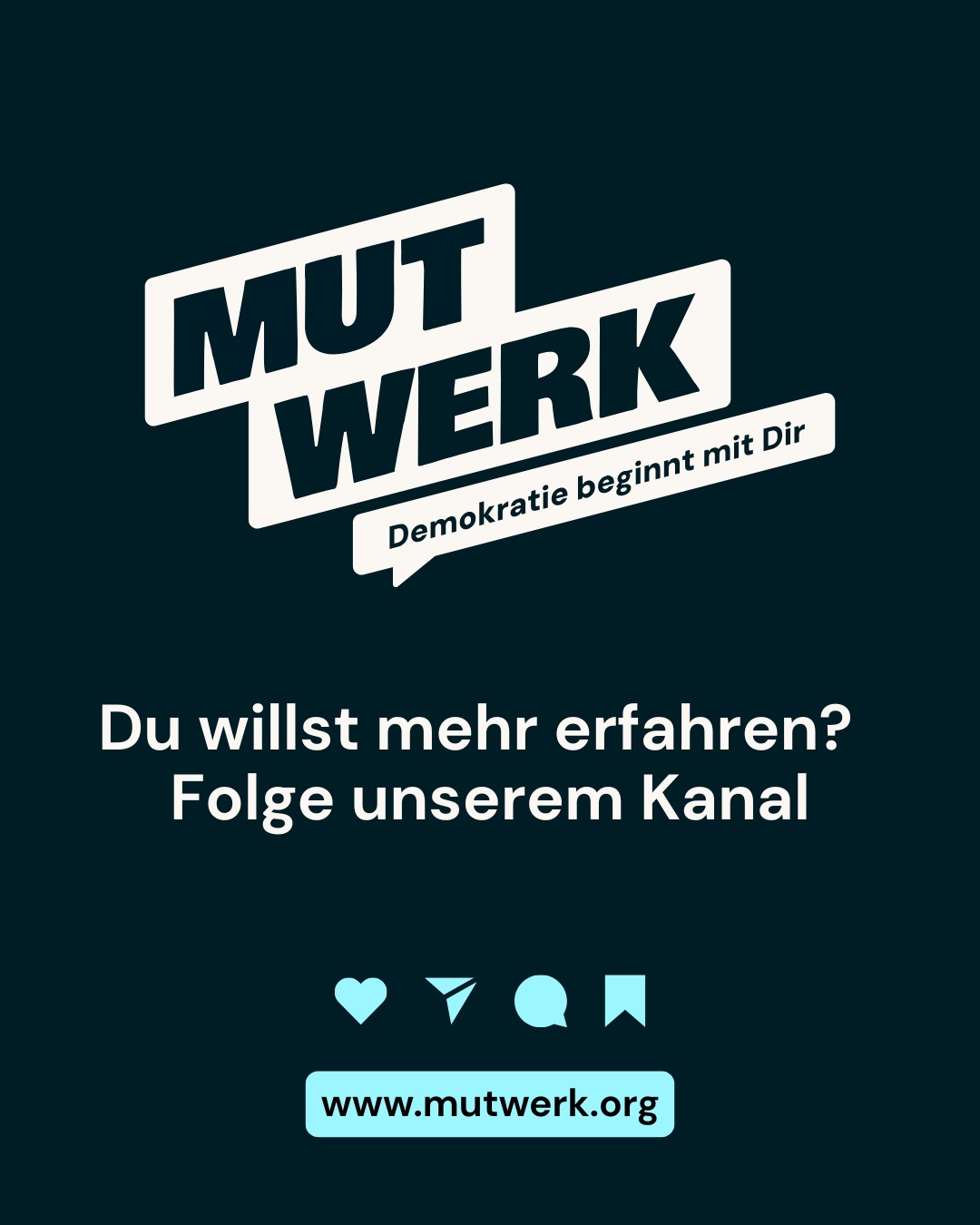 🤝Spaltung entgegenwirken 🤝
Angst und Unsicherheit prägen zunehmend unseren Alltag.
Zahlreiche Menschen in Deutschland befürchten eine weitere gesellschaftliche Polarisierung. Immer weniger vertrauen in demokratische Prozesse – besonders junge Menschen fühlen sich überfordert, ohnmächtig oder isoliert.
Gleichzeitig verbreiten sich rechte und menschenfeindliche Narrative über soziale Medien immer schneller.
Mutwerk setzt bei der Verunsicherung an: Wir schaffen Räume, in denen Jugendliche lernen, mit Emotionen umzugehen, Unterschiede auszuhalten und Verantwortung zu übernehmen – für sich und für die Gesellschaft.
Unsere Vision ist eine Gesellschaft, in der junge Menschen empathisch, resilient und mutig Zukunft gestalten – gemeinsam mit und für andere. Eine lebendige Demokratie, die im Alltag beginnt: in Schulen, Freundschaften und Familien.
Mutwerk – Demokratie beginnt mit Dir.
#Partizipation #Inklusion #BildungFürAlle #Solidarität #Resilienz #Selbstwirksamkeit #Mutwerk #NeuerNameNeuerMut #DemokratieBeginntBeiDir #SozialeInnovation #BildungFürDemokratie #Stiftungsförderung #GemeinsamStark #socent