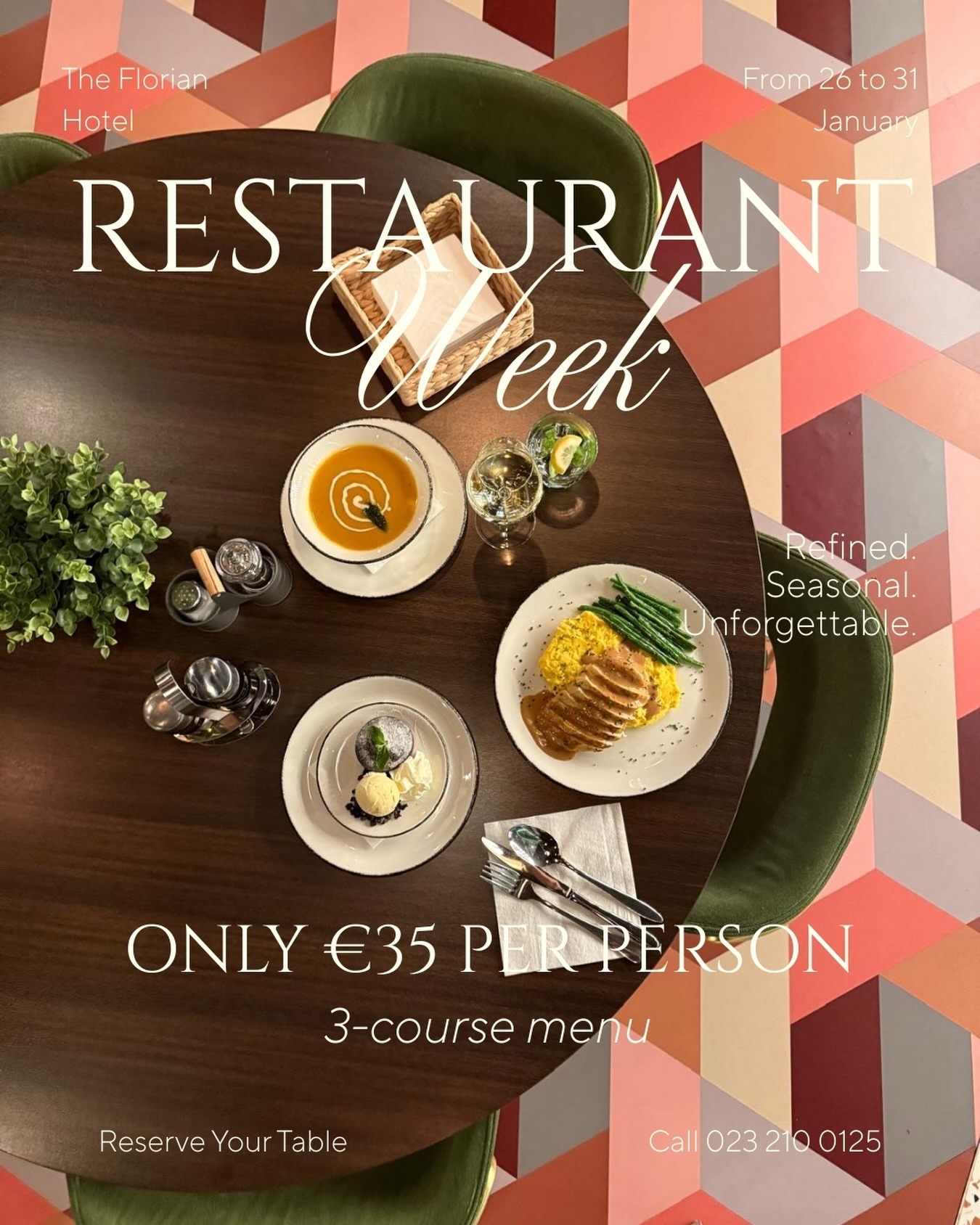 Here’s a friendly reminder of your perfect dinner spot for the coming days ?️
? Reserve your table by calling us at 023 210 0125
From 26 to 31 January, locals, guests and visitors are invited to enjoy a delicious 3-course menu (dinner) for just €35 per person at our hotel.
? More information via the link in our bio
We can’t wait to welcome you!
#RestaurantWeek #TheFlorianHotel #VisitHaarlemmermeer #FoodLovers #Haarlemmermeer