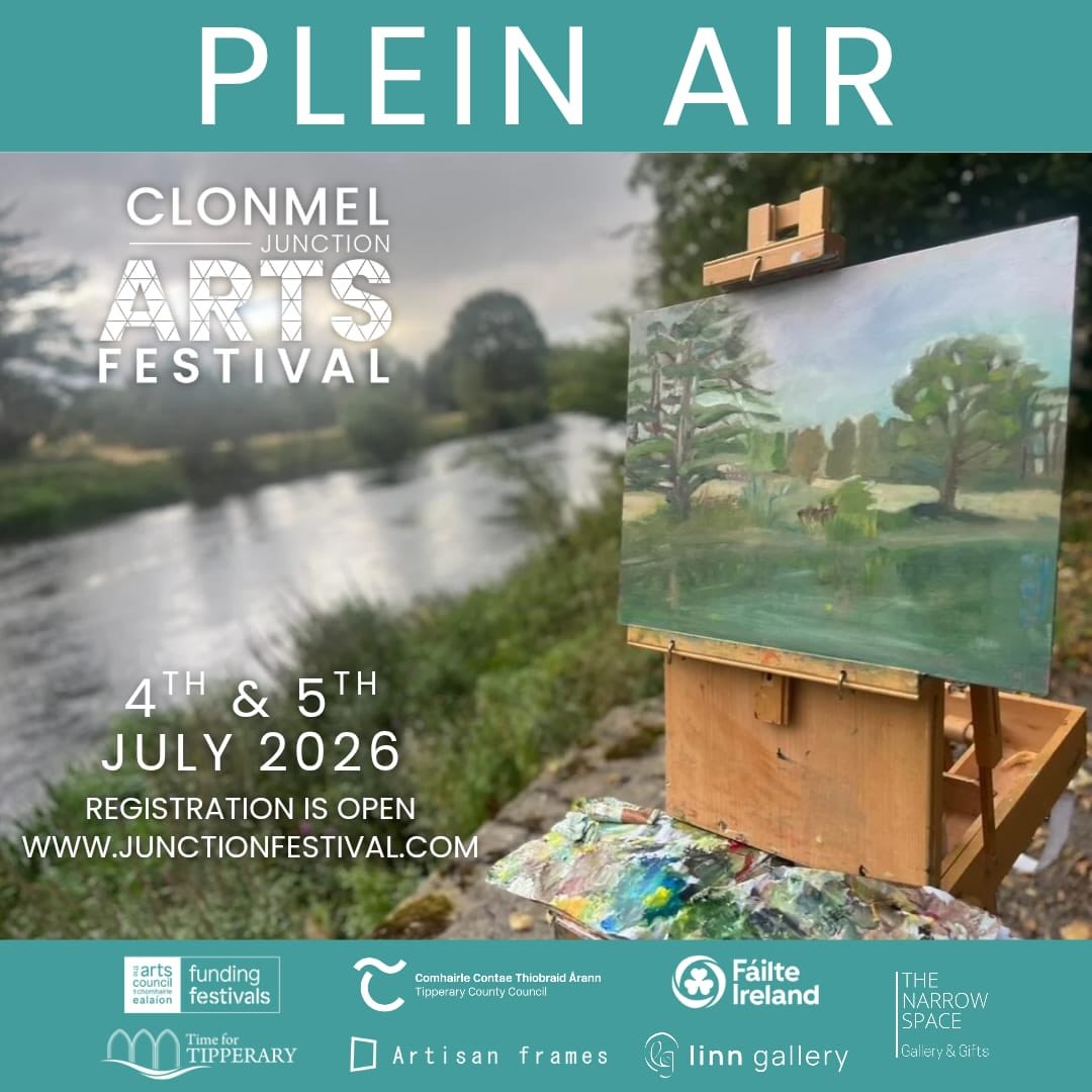 We’re delighted to announce that registration for our inaugural Plein Air is now open!! 🎨🖼️🖌️🌳🌻
For the first weekend of the festival, the streets and riverbanks of Clonmel and surrounding countryside will be alive with artists.👩🏻🎨
A collaboration between the festival, local artists and Plein Air enthusiasts, the linn gallery, The Narrow Space and Artisan Frames, we’re really excited to bring Plein Air to Clonmel this July.
We’re aware that there are a lot of accomplished, budding artists locally who may never have attended a Plein Air so we’re offering a ‘What to Expect’ workshop with Marine Kearney on Saturday 4th April to give you the low down and the confidence to take the first step into the magical world of Plein Air.
Mark the 4th and 5th July 2026 in your diary and see full details about how to register for our Plein Air and our Plein Air workshops on our website www.junctionfestival.com 🎨
Kindly sponsored by @linn_gallery_ @thenarrowspace and ArtisanFrames
#pleinair #cjaf26 #clonmelarts #visittipperary clonmeljunctionfestival