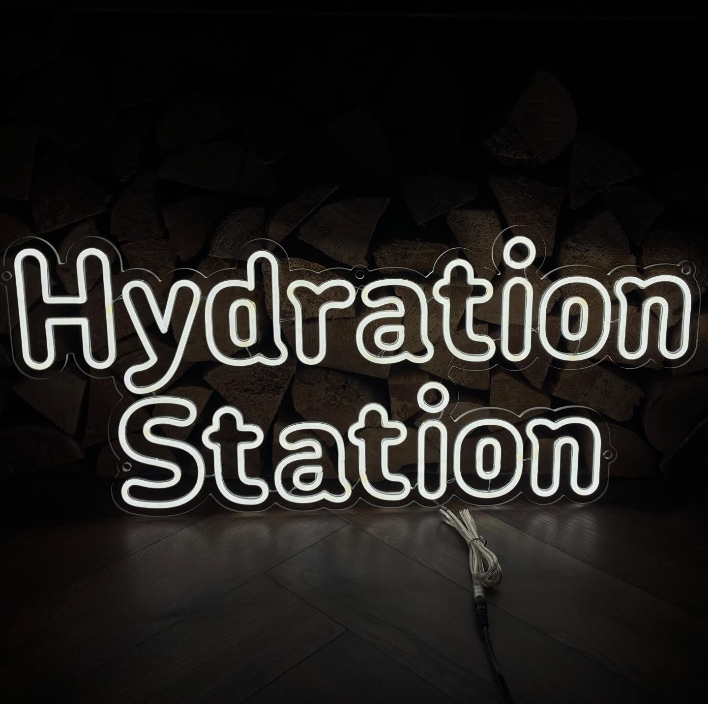 Are you looking for something a little bit different to light up your office/workspace? Message us to start your quote! #hydrationstation #ledneonsign #officedecor #custommade