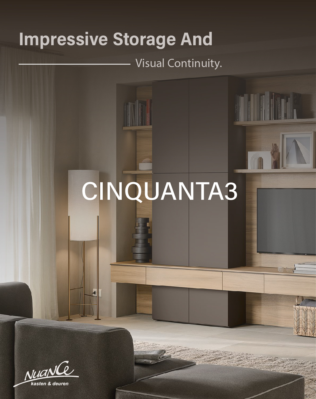 Het alledaagse naar een hoger niveau tillen met Cinquanta3. Deze opstelling bewijst dat tv-meubels niet op zichzelf hoeven te staan, maar deel kunnen uitmaken van een groter, vloeiend geheel. Elegante opbergruimte, georganiseerde indelingen en een visuele rust.
Zoekt u een tijdloze stijl met Cinquanta3?
Neem contact met ons op:
📞 +31 (0)6-50205249
📧 Info@wandmeubels.eu
🌐 www.wandmeubels.eu
Voor een afspraak bij u thuis