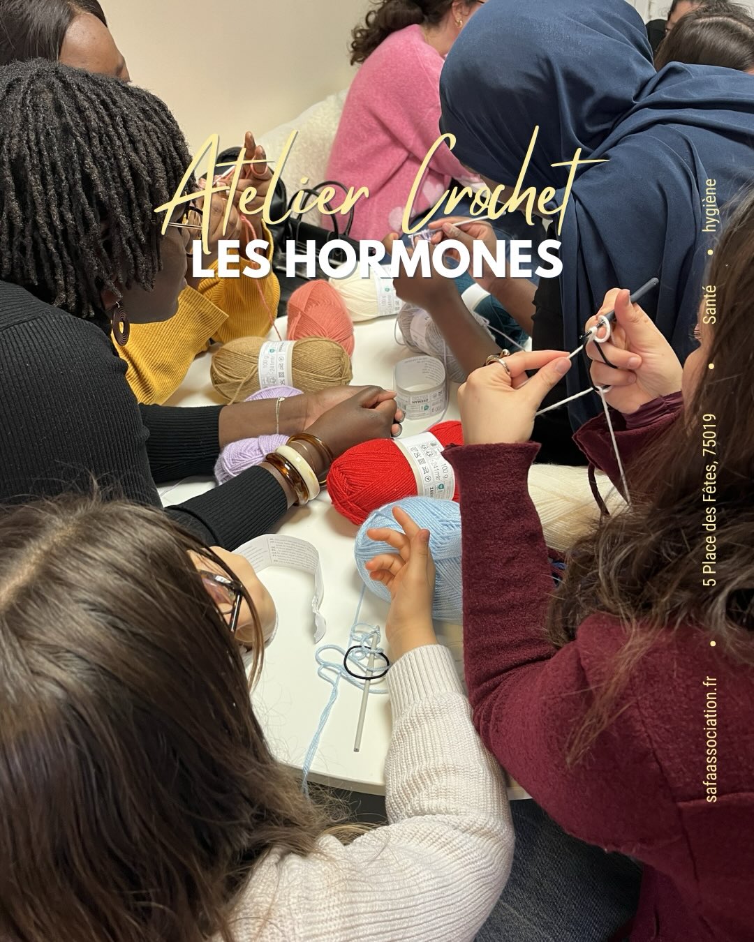Petites mailles, grandes conversations. ?
Parce que comprendre son corps, c’est aussi prendre soin de soi.
Ce dimanche 1 mars a eu lieu une activité autour du crochet et des hormones, un moment de partage ou les participantes ont pu découvrir et approfondir la pratique du crochet tout en apprenant davantage sur le fonctionnement hormonal.
Au programme :
• initiation et pratique du crochet
• discussion autour des hormones et de leurs impacts sur le corps et les émotions
• un temps d’échange entre participantes
Merci à l’intervenante pour sa pédagogie et pour sa contribution !