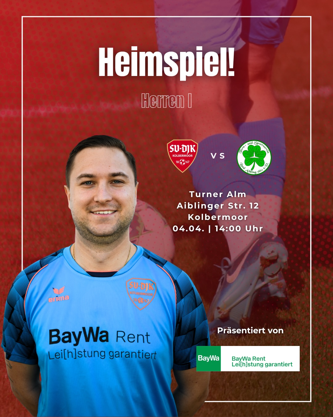 Nachdem es für uns in den letzten Spiele leider nicht optimal gelaufen ist sind wir heiß darauf, morgen zuhause an der Turneralm wichtige Punkte zu holen!?
Los geht’s für die Jungs der ersten nachmittags um 14:00 Uhr gegen @tusbadaibling.fussball, um 16:00 Uhr spielt unserer zweite Mannschaft gegen die zweite des @asv_au. Kommt’s vorbei, wir brauchen euren Support!??
#svdjkkolbermoor #kolbermoor #heimspiele #unsschreibtmangemeinsam