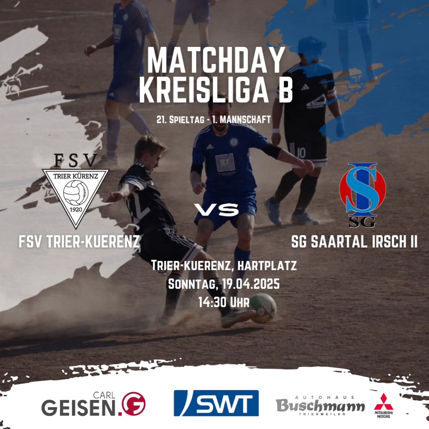 ?Abstiegskracher am Wochenende!?
Am kommenden Wochenende empfängt unsere 1. Mannschaft die @sgsaartal zum absoluten Topspiel im Abstiegskampf. Ein gefühltes Endspiel, bei dem die Karten komplett neu gemischt werden könnten.
Aktuell stehen die 1.Mannschaft bei 10 Punkten, während Saartal mit 14 Punkten knapp über dem Strich liegt. Das Hinspiel endete bereits spannend mit 2:2 – doch diesmal ist klar: Wir wollen mehr! ?? Mit einem Sieg wäre die Erste wieder ganz nah dran und würde ein deutliches Zeichen im Kampf um den Klassenerhalt setzen.
Die Mannschaft ist hochmotiviert, voller Wille und bereit, alles in die Waagschale zu werfen. Jetzt zählt jeder Zweikampf, jeder Ball – und vor allem eure Unterstützung!
? Also kommt vorbei, bringt Stimmung mit und pusht die Jungs nach vorne! Gemeinsam holen wir die Punkte! ?
ℹ️Das Spiel der 2.Mannschaft gegen Schweich wurde auf Dienstag, den 05.05 verlegt.
_______
#fsv #tospiel #heimspiel #abstiegskampf #allesfürdenklasseneehalt