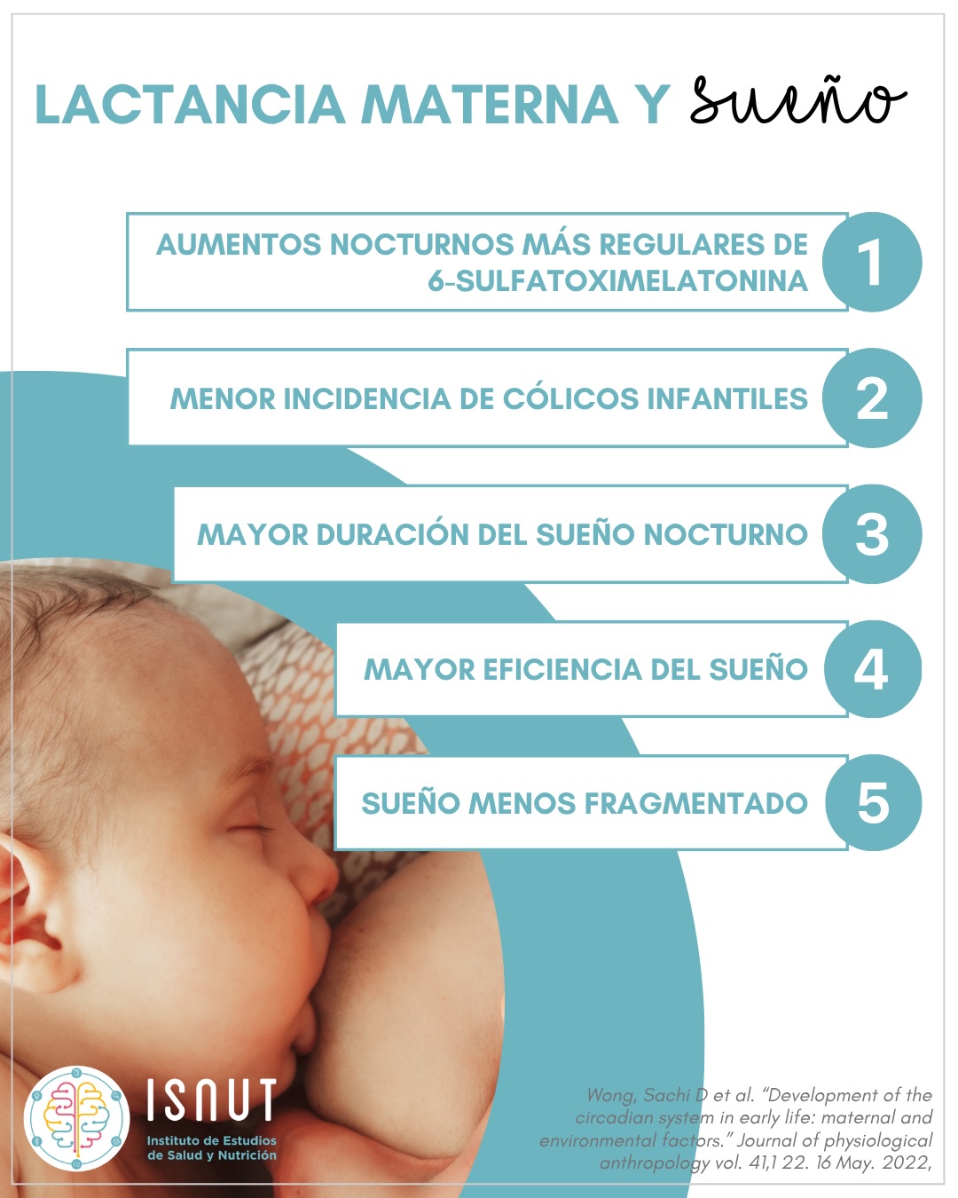 Dormir en el pecho de la madre es lo natural y lo biológicamente esperable. Ademas, la señal hormonal circadiana nocturna de los neonatos depende de la melatonina exógena que se encuentra en la leche materna. La melatonina que produce la madre se difunde a través de la leche materna al bebé, donde cruza su barrera intestinal y circula en sus tejidos. Aquí sirve como regulador de su sistema circadiano.
En comparación con los lactantes amamantados, los lactantes alimentados con fórmula infantil pierden las fluctuaciones circadianas de las hormonas maternas, muestran menor eficiencia del sueño, sueño más fragmentado, menor duración del sueño nocturno y mayor incidencia de cólicos infantiles.
La docente que trata al detalle este tema en nuestro posgrado sobre sueño pediátrico es la Dra. Carmela Baeza @dra.carmelabaeza, médico y reconocida IBCLC con gran experiencia clínica.
? Todo esto y mucho más se aborda en nuestro completo Curso Universitario ESPECIALIZACIÓN EN SUEÑO PEDIÁTRICO EN LA PRÁCTICA CLÍNICA, título propio de la UEMC, 100% online, de 3 meses de duración y acreditado con 12 ECTS.
‼️Empezamos el 4 de mayo‼️
? INSCRIPCIONES ABIERTAS CON PRECIO PROMOCIONAL (-200€) ‼️
ℹ️ Más info en info@isnut.es, www.isnut.es y en el link de nuestra BIO.
#isnut #isnutformaciones #formacionesquenutren #sueñoinfantil #sueñoinfantilrespetuoso