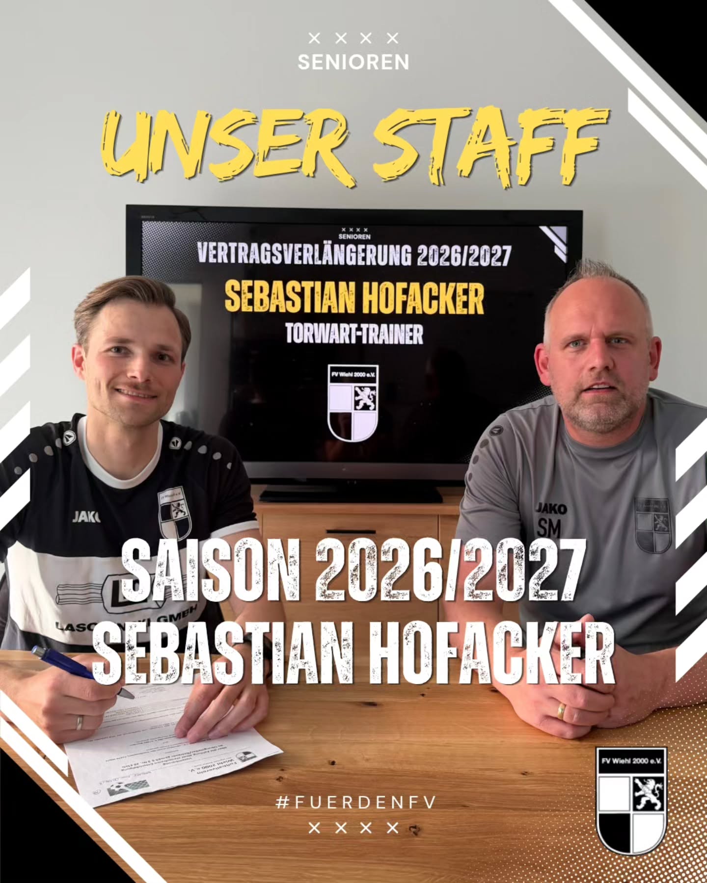 ?? Sebastian Hofacker bleibt an Bord ?
Wir freuen euch heute mitteilen zu können, dass es auch mit unserem Torwart-Trainer in die neue Saison geht. ?
Schön, dass du dabei bleibst, Basti! ? Unsere Keeper freuen sich schon drauf. ??
?? Der Wiehler Weg steht auch in der Saison 2026/2027 im Fokus des FV. ??
#fuerdenfv #mitdemloewenaufderbrust #weilwirdichlieben