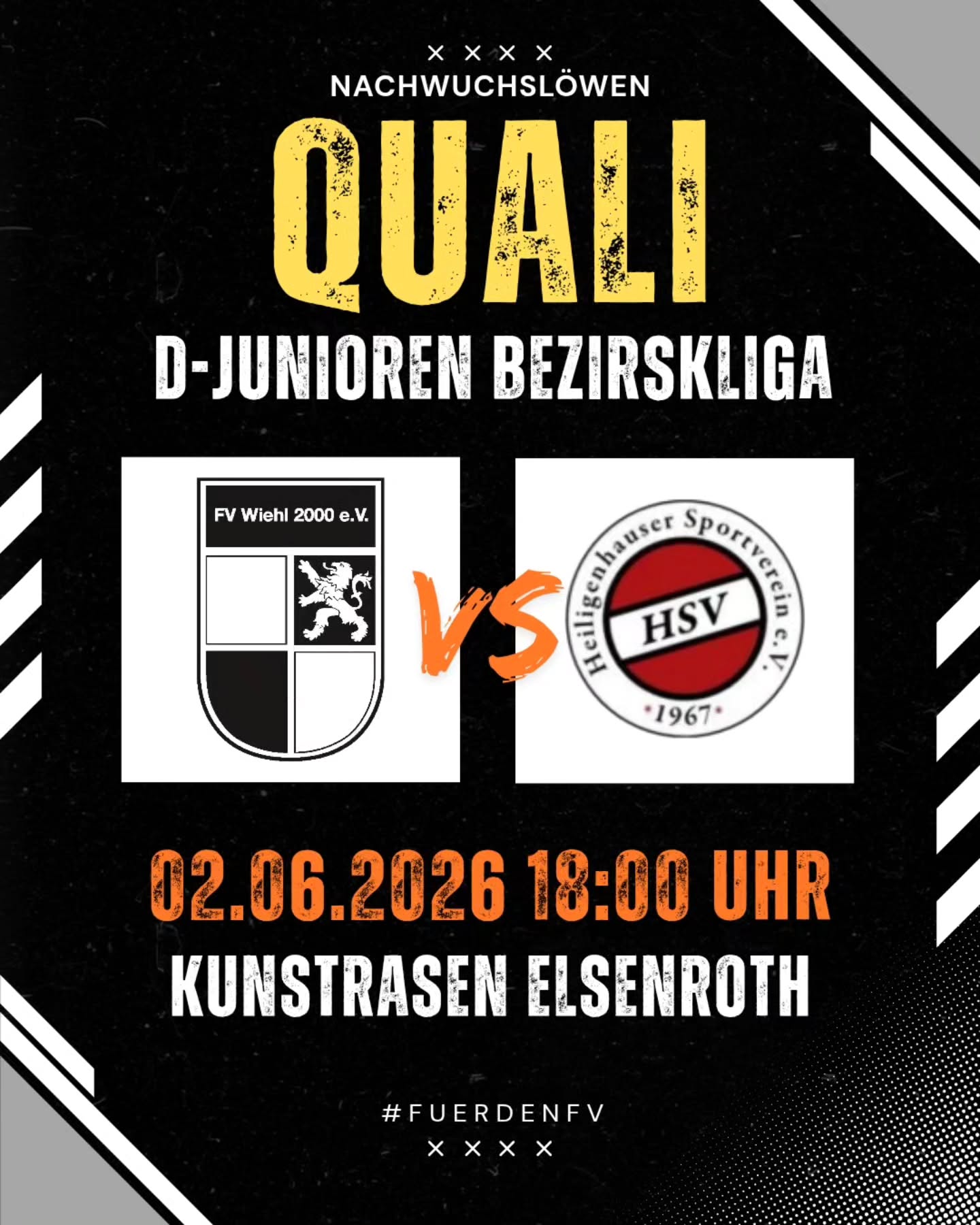 ? Qualifikationsspiele zur D-Junioren Bezirksliga
Für unseren Jahrgang 2014 geht es am heutigen Abend mit dem dritten und letzten Spieltag der Quali-Spiele zur D-Junioren Bezirksliga 2026/2027 weiter. ⚽
In einer Vierergruppe kämpfen unsere Nachwuchslöwen um das Ticket für den Bezirksliga-Aufstieg. ? Nach einem starkem 2:2-Remis an Spieltag 1 gegen den SV Bergisch Gladbach 09 und einem 3:2-Derbyerfolg an Spieltag 2 über die JSG Homburg, trifft man heute auf den Heiligenhauser SV. Gespielt wird auf neutralem Platz in Elsenroth.
Wir drücken die Daumen! ?? Die Mannschaft freut sich auf eure Unterstützung.
#fuerdenfv #mitdemloewenaufderbrust #weilwirdichlieben #nachwuchsloewen