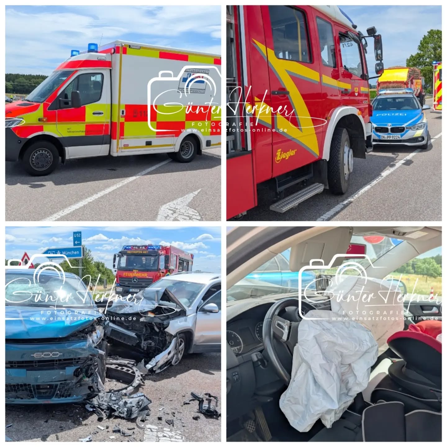 🗓️Datum: 07.07.2026
⏰Uhrzeit: 11:40 Uhr
🚒🚑 Einsatzart: THL 1
📍Einsatzort: St.2331 Pastetten
🚒🚑🚁🚓 Eingesetzte Kräfte:
@ffpastetten
@ff_reithofen_harthofen
@brk_kreisverband_erding
@mkt_rettungsdienst
@polizeiobn
Gegenverkehr übersehen
Am Dienstagmittag gegen 11:40 Uhr fuhr eine 22jährige aus dem Landkreis München mit ihrem VW die Staatsstraße 2331 von Hörlkofen kommend Richtung Pastetten. Als sie auf die BAB 92 in Fahrtrichtung München nach links abbiegen wollte, übersah sie einen entgegenkommenden Fiat, welcher von einer 60jährigen Erdingerin gesteuert wurde. Es kam zum Frontalzusammenstoß, durch den die beiden Unfallbeteiligten leicht verletzt wurden. Sie wurden zur weiteren medizinischen Behandlung ins Klinikum Ebersberg sowie Erding verbracht. Es entstand ein Gesamtschaden von ca. 50.000 €. Die FFW Reithofen und Pastetten waren mit insgesamt 15 Einsatzkräften im Einsatz.
Quelle: PI Erding
📷 Günter Herkner
#thl #unfall #feuerwehr #rettungsdienst #polizei luftrettung blaulicht technischehilfe gefahrgut abc brand freiwilligefeuerwehr