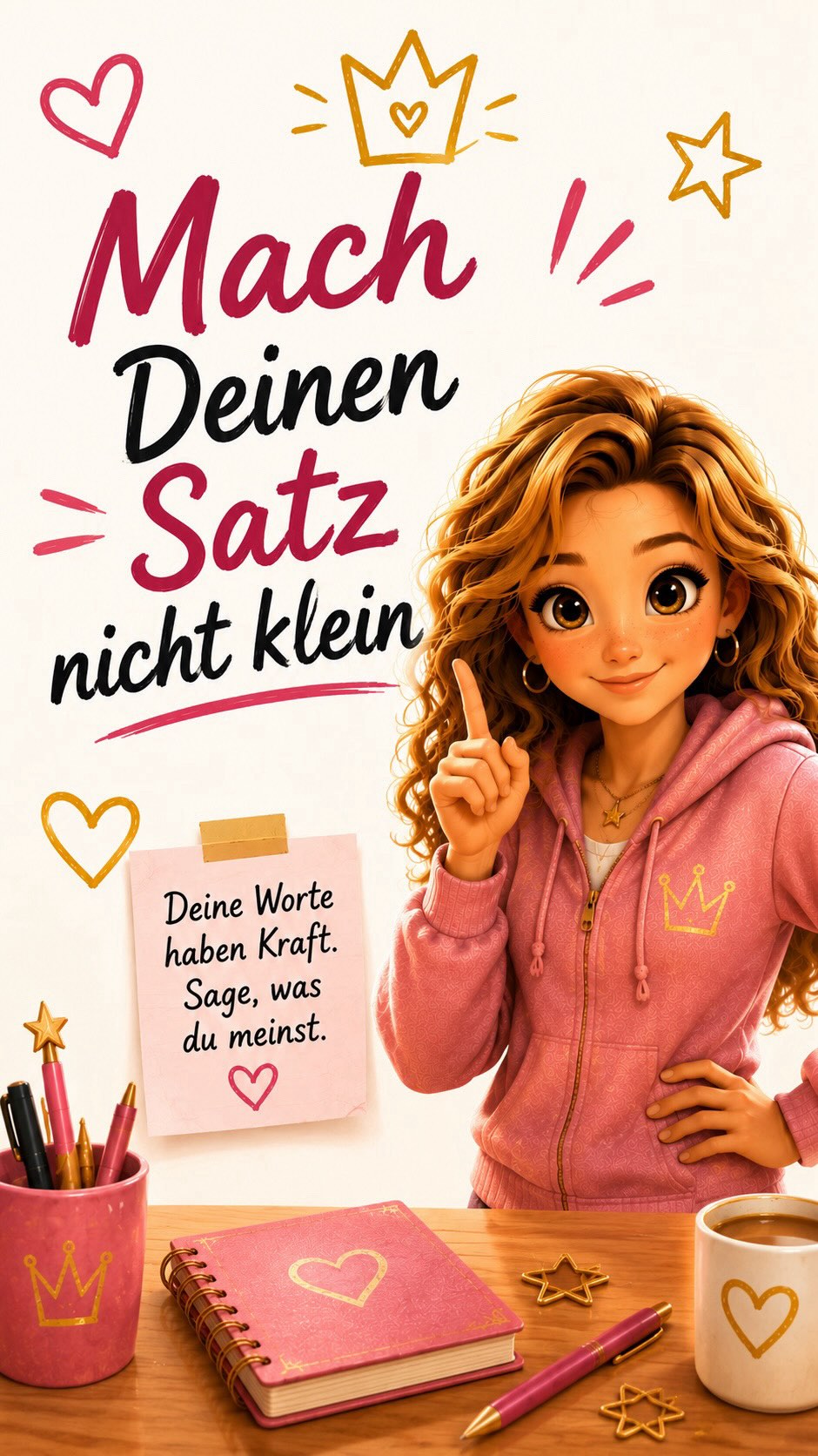 Mach deinen Satz nicht klein! Deine Meinung zählt. Sag, was du denkst – freundlich, klar und ohne deine eigenen Worte vorher abzuschwächen. Annili zeigt dir im Video, wie das geht. #DerQueenCode #RhetorikFürMädchen #Annili #StarkeMädchen #SelbstbewusstSprechen MädchenStärken Sprechstübchen