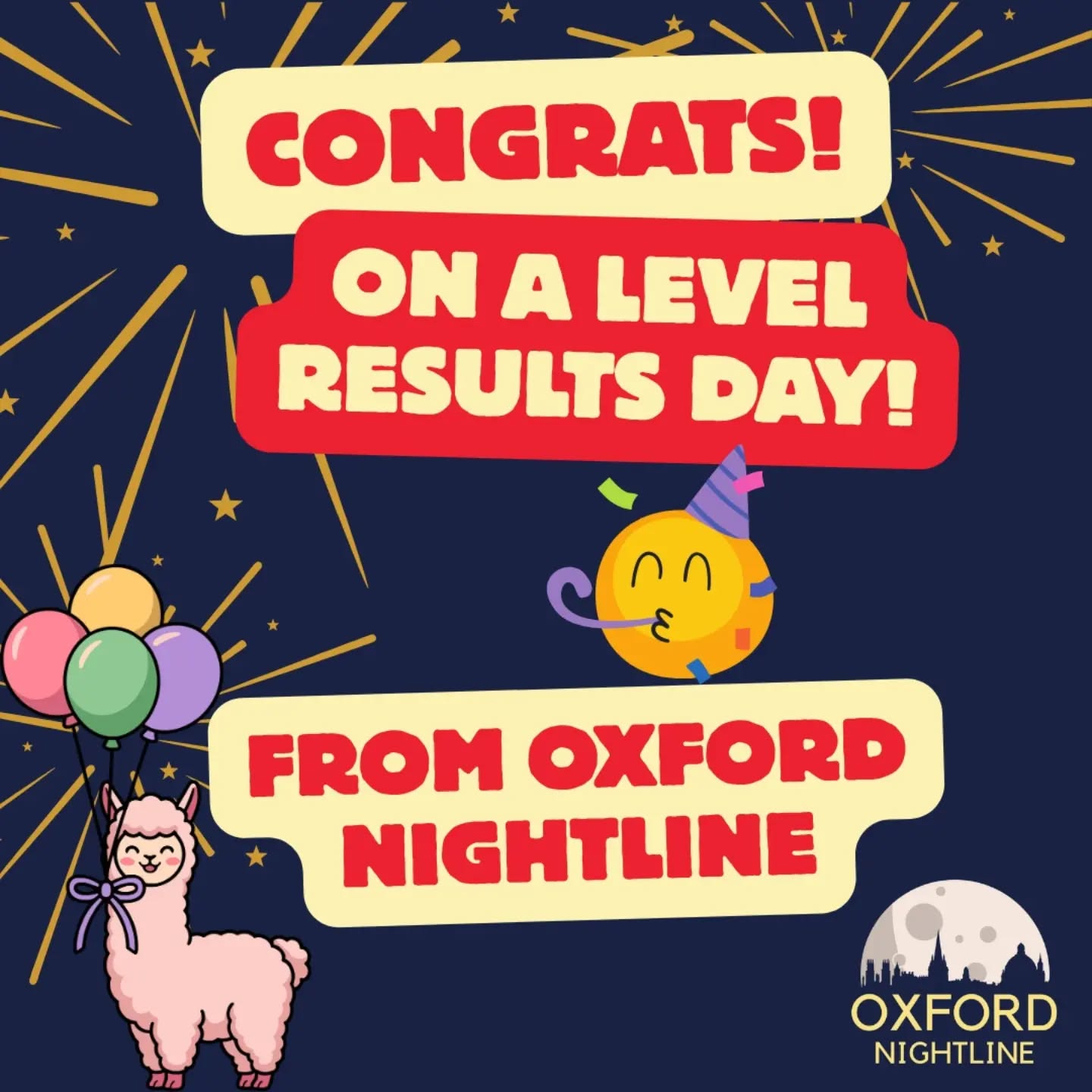 ๐ Congratulations ๐ to all those receiving A level results today!
We're Oxford Nightline, a non-judgemental listening service for Oxford Brookes and Oxford University students - We're here for you!
๐ 8pm-8am, throughout term time
๐ Call us at: 01865 270270
๐ฌ Or start a chat: oxfordnightline.org/talk/
Here for you. Here to listen.