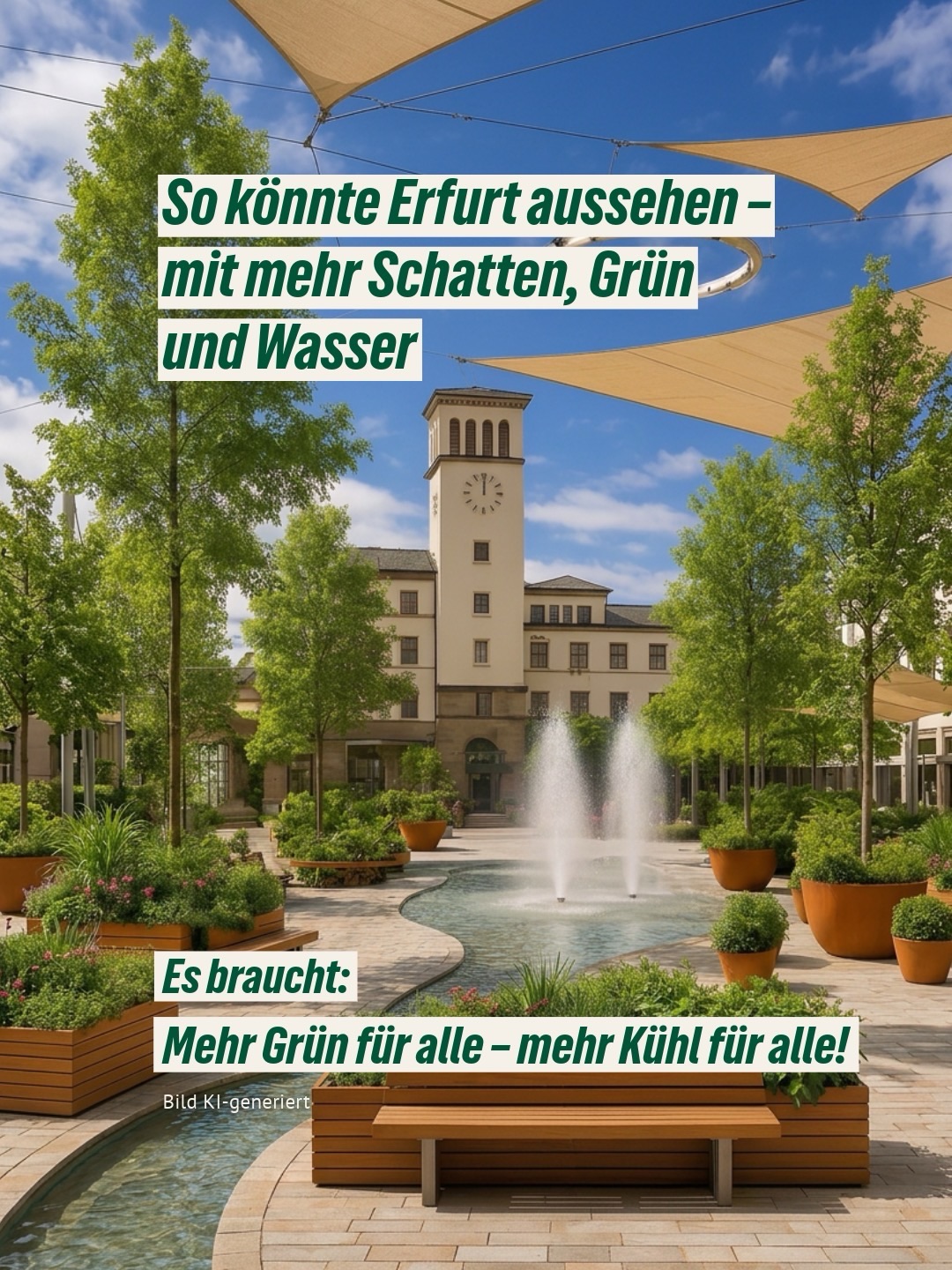 So könnte Erfurt aussehen swipe➡️ 🌱⛲️
Grün für alle - Kühl für alle 💚🌻
#erfurt #grüneerfurt #hitzeschutz #grünfürallekühlfüralle #grünwirkt