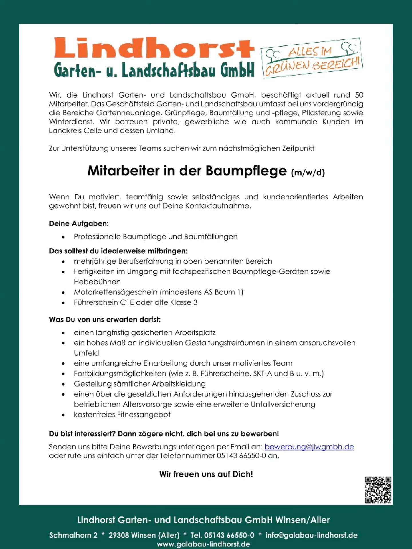 Wir suchen dich für die Baumpflege!
#jetztbewerben #beweben #Lindhorstgalabau #galabau #Baumpflege