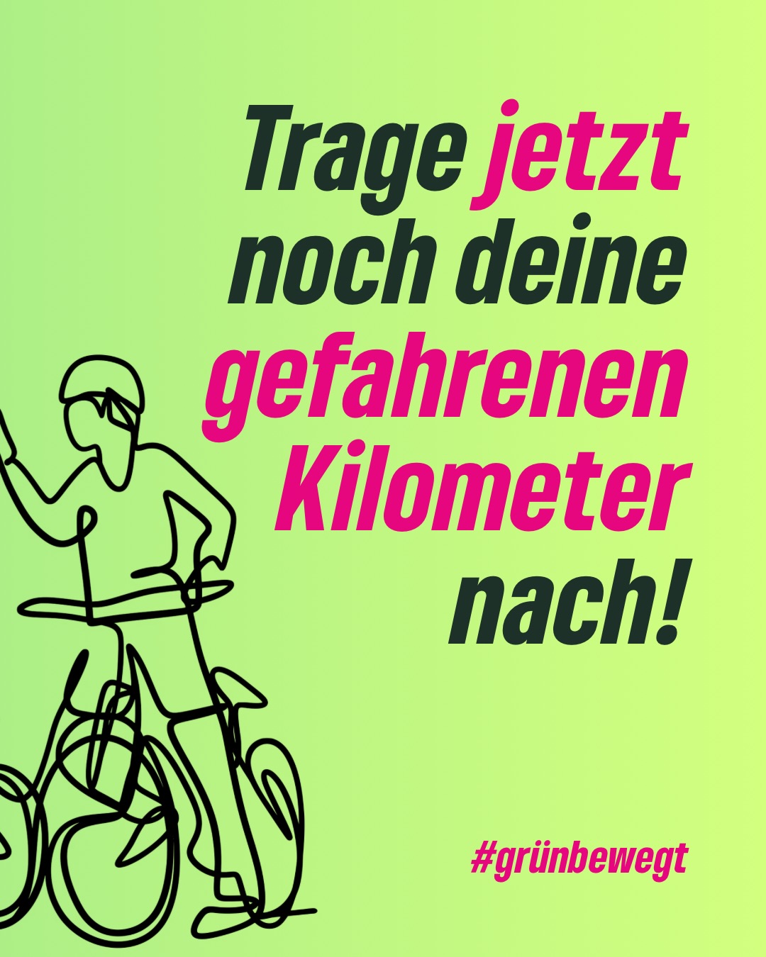 Das war’s! 🚲💚
Drei Wochen gemeinsam geradelt, Kilometer gesammelt und Erfurt bewegt.
Danke an alle aus unserem Team #grünbewegt, die mitgemacht und jeden Kilometer beigetragen haben🫶
Du hast noch Kilometer offen?
Dann jetzt schnell nachtragen!
📅 Bis Sonntag, 20. September 2026 kannst du deine gefahrenen Kilometer noch nachtragen.
Wichtig: Die Fahrten müssen zwischen dem 24. August und 13. September 2026 stattgefunden haben.
Also: Kilometer checken, nachtragen und unseren Teamstand komplett machen! 🚴♀️🚴♂️
#erfurt #grüneerfurt #stadtradeln #stadtradelnerfurt