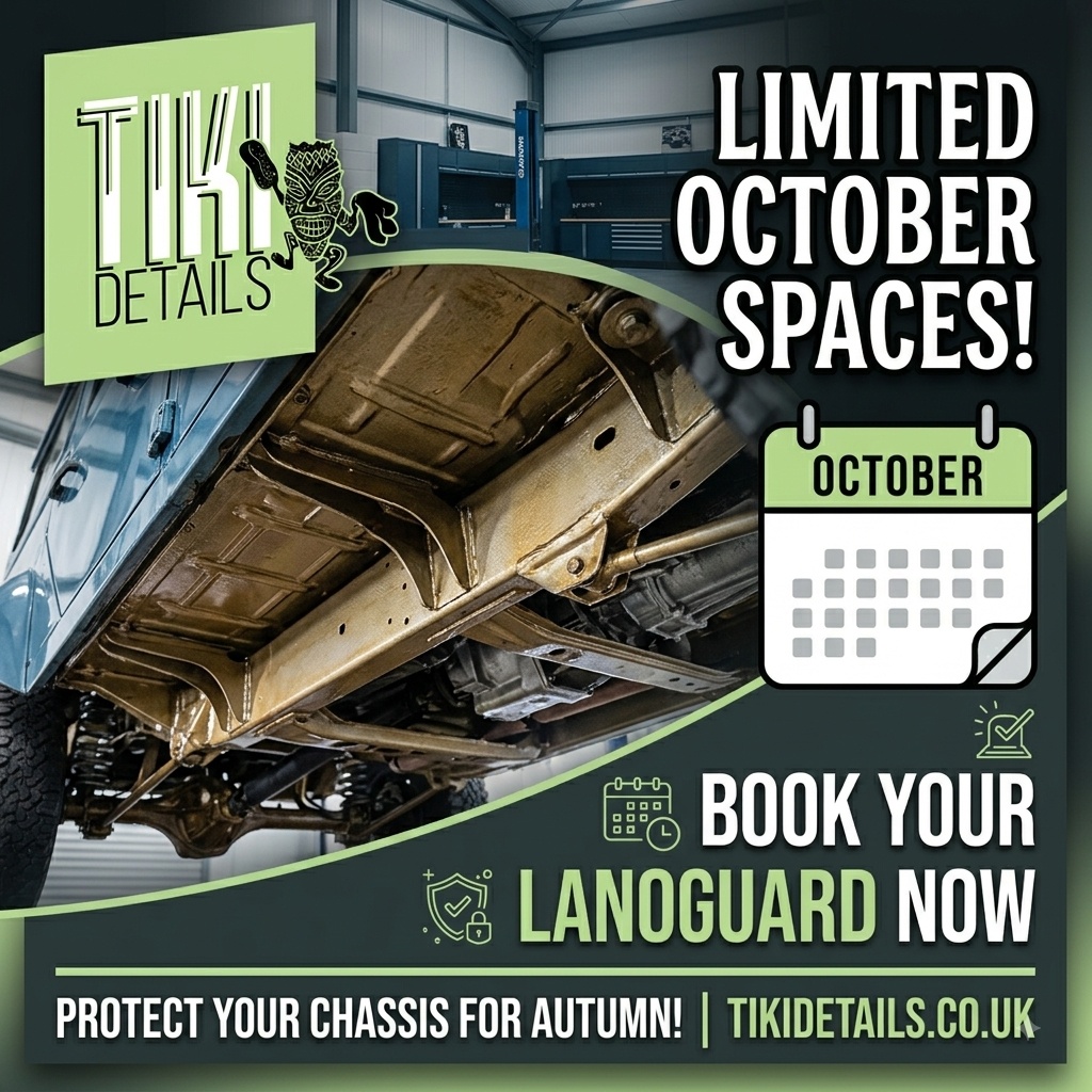 ? Prepare Your Vehicle for the Seasons Ahead! ?
The autumn rains have started, and winter isn’t far behind. Protect your vehicle from the inevitable rust and corrosion with our complete Lanoguard Underbody Protection.
Check out the difference a coated chassis can make it creates an impenetrable barrier that keeps harmful contaminants out while stopping existing rust in its tracks.
Our calendar for OCTOBER is filling up fast! If you’ve been thinking about getting your car, van, or truck treated, don’t delay.
We have just a few spots left: Tikidetails.co.uk/lanoguard-underbody-protection
Give your chassis the defense it deserves.
✅ Fully Insured
✅ Approved by the Professional Valeters & Detailers Trade Association
✅ Certified by The Organisation of Certified Professional Detailers
✅ Accredited Autobead Detailer
✅ Lanoguard Application Centre
?07718915701
? Email: info@tikidetails.co.uk
? Website: www.tikidetails.co.uk
? Location: 1a Smallholdings, Clockhouse Lane, Ashford, Surrey TW15 2HB
#CarCorrosion #AutomotiveCare #TikiDetails #Undercoat #RustStop #AutumnPreparation #LanoguardUK #WinterReadyVehicles