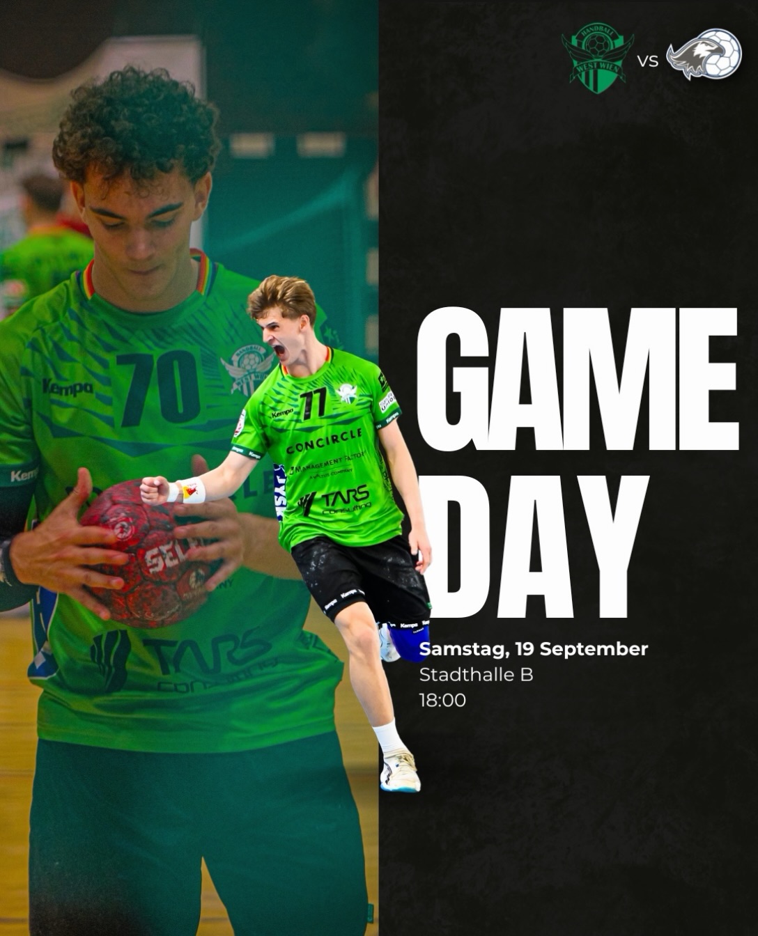 DER COUNTDOWN LÄUFT…⏳
Diesen Samstag brauchen wir euch alle in der Halle gegen @die_falken ! Unterstützt unsere Mannschaft beim zweiten Heimspiel der Saison🫶💚
📆 19.09.2026
⏱️ 18:00
📍 Stadthalle B
#concirclewestwien #hlachallenge #handballaustria #alwaysplayheart #Heimspiel